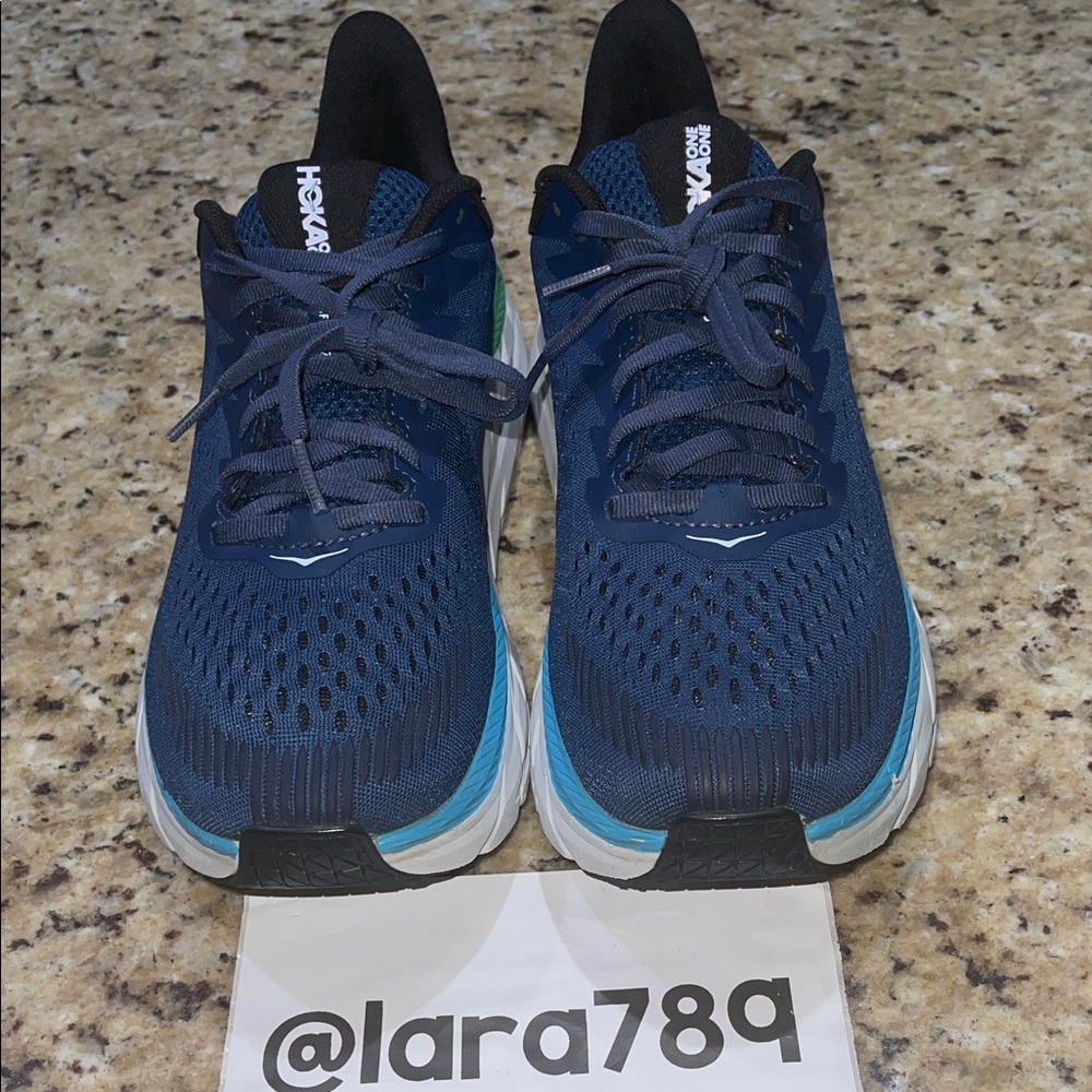 Hoka Men's Navy Blue Running Shoes with Teal Accents